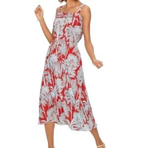 NWT Talbots Oasis Palm Fit and Flare Voile Midi Dress